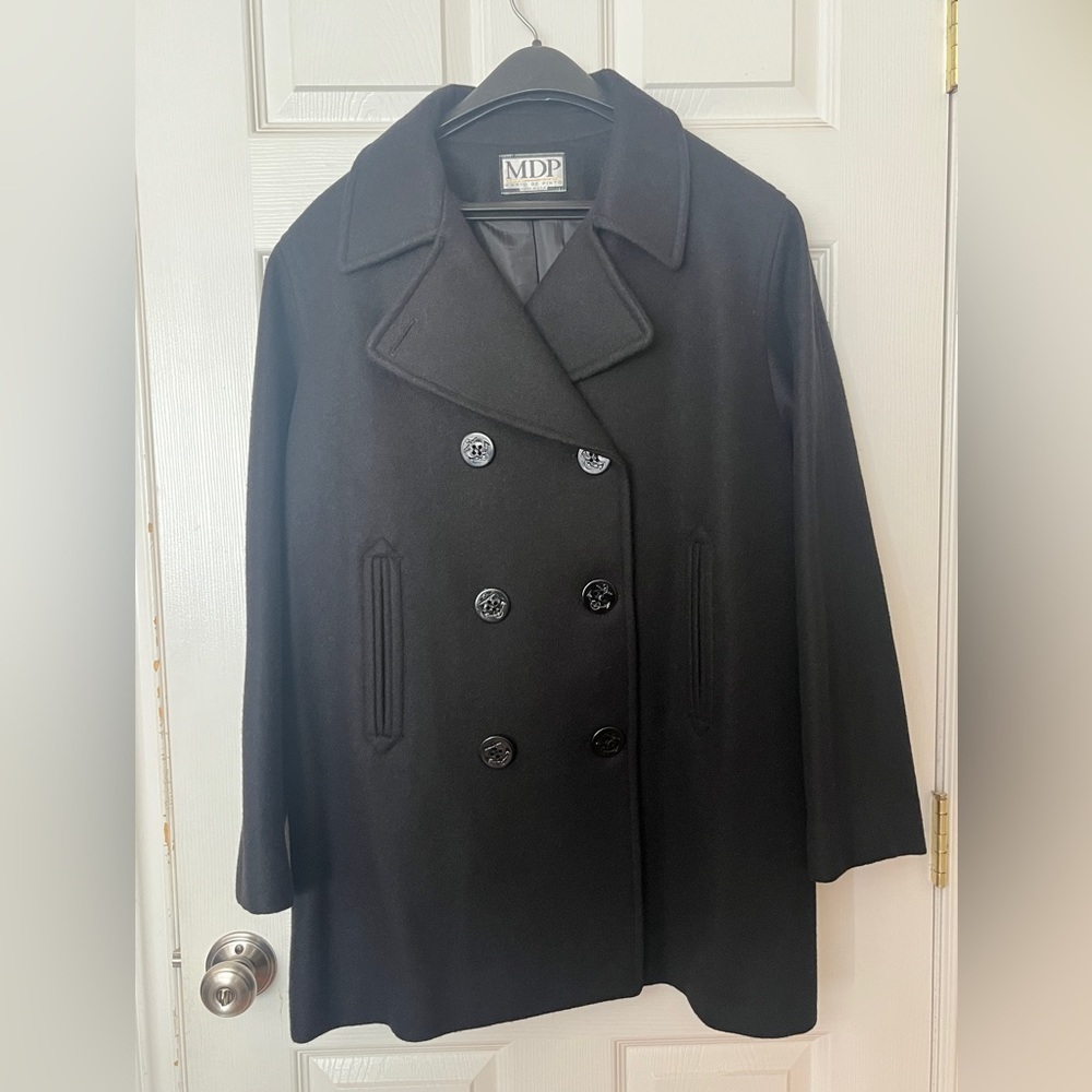 MDP Maria De Pinto (Made in U.S.A.) Women’s Black Winter Pea Coat – Size Large